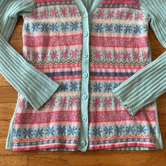 United Colors Of Benetton Button Down Pastel Colors Pattern Cardigan Sweater M - Picture 3 of 11